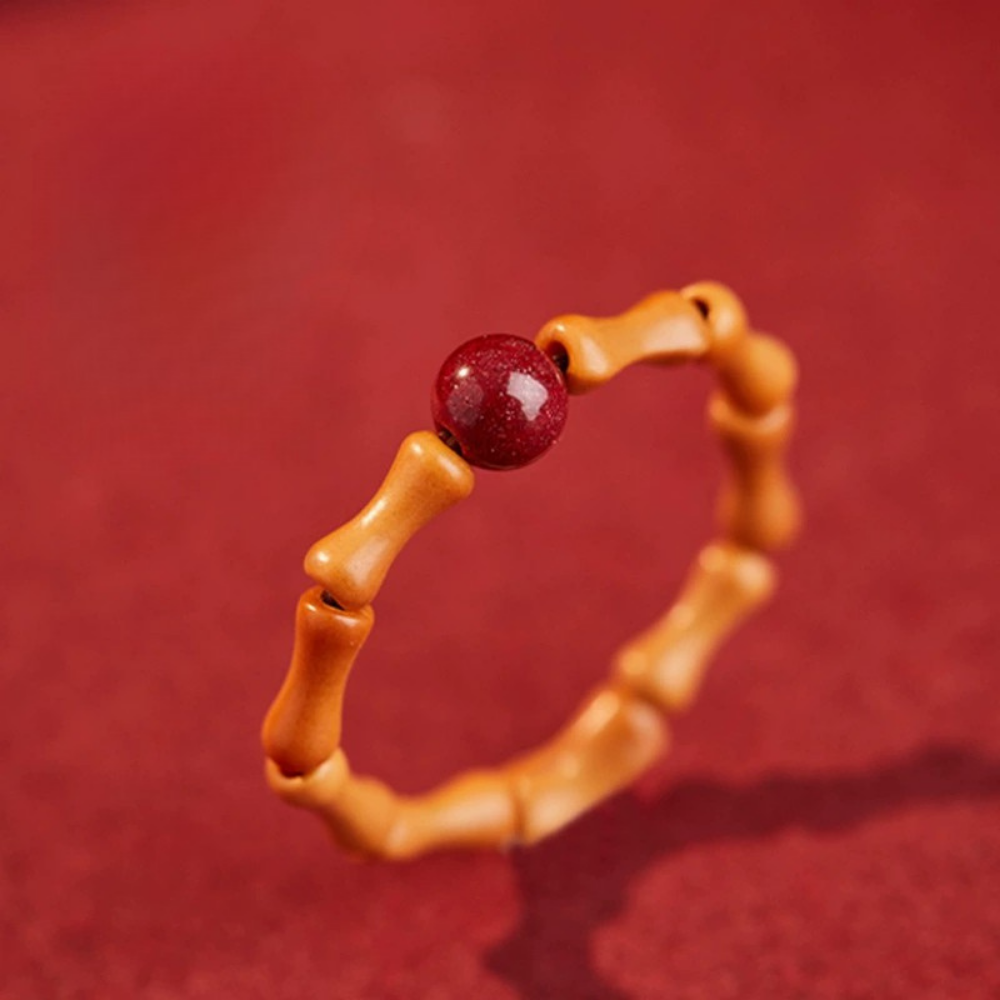 Cinnabar Olive Wood Bamboo Blessing Ring