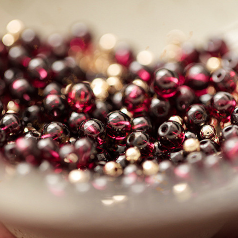 Garnet Vital Spark Adjustable Beaded Ring