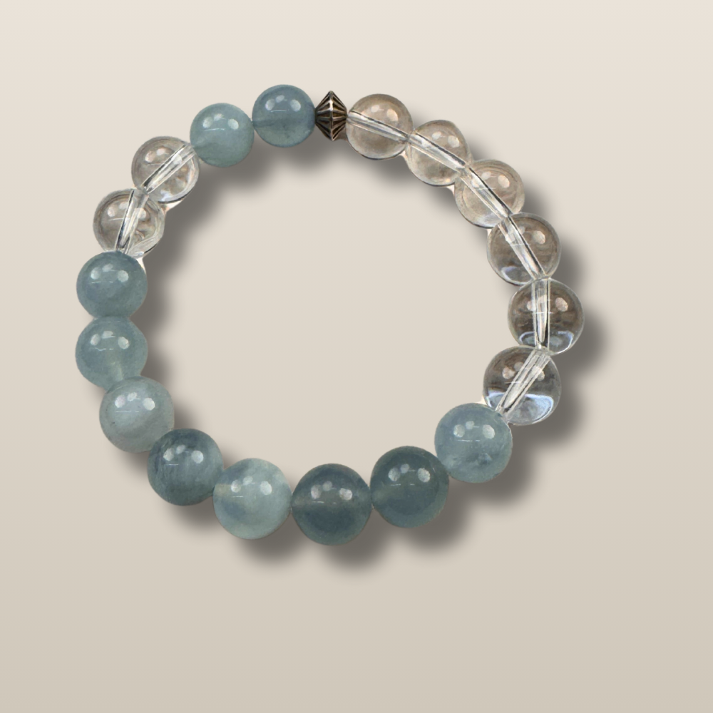 Aquamarine Clear Quartz Serenity Bracelet