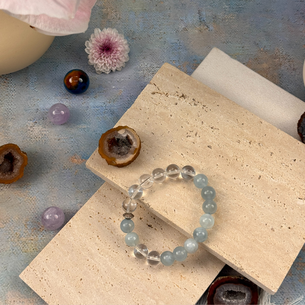Aquamarine Clear Quartz Serenity Bracelet