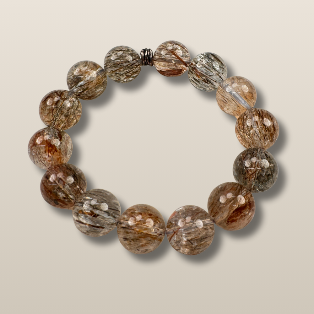 Golden Rutilated Quartz Energy Wealth Protection Bracelet