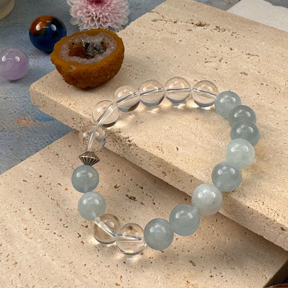 Aquamarine Clear Quartz Serenity Bracelet