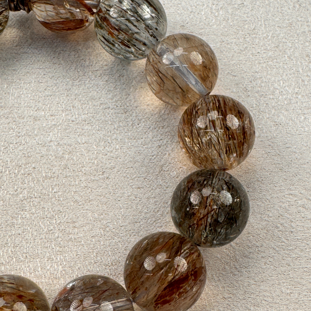 Golden Rutilated Quartz Energy Wealth Protection Bracelet
