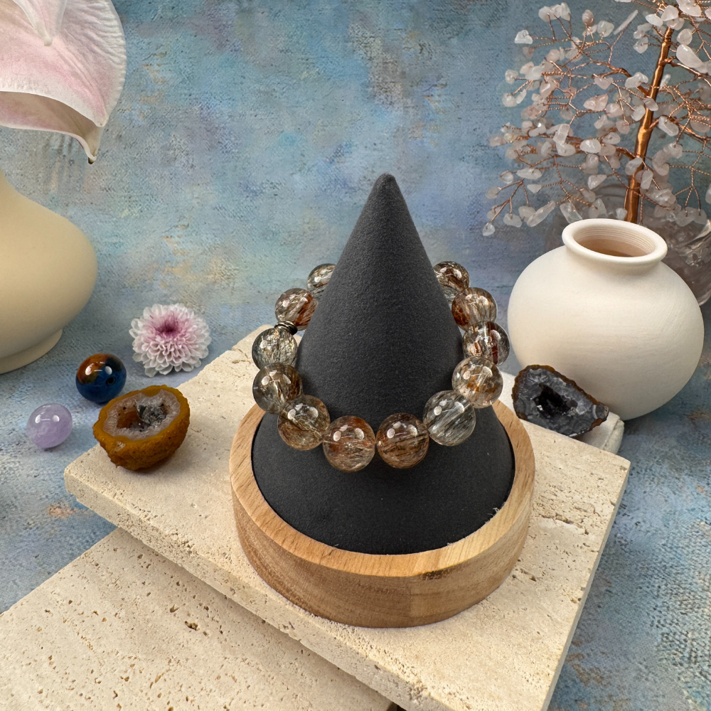 Golden Rutilated Quartz Energy Wealth Protection Bracelet