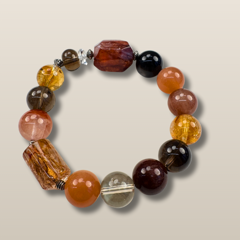Citrine Garnet Rutilated Quartz Abundance Bracelet