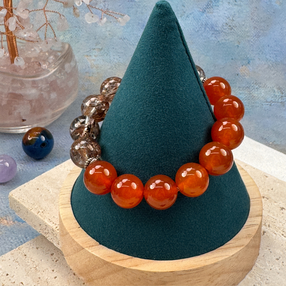 Red Rutilated Quartz Carnelian Red Agate Energy Wealth Bracelet