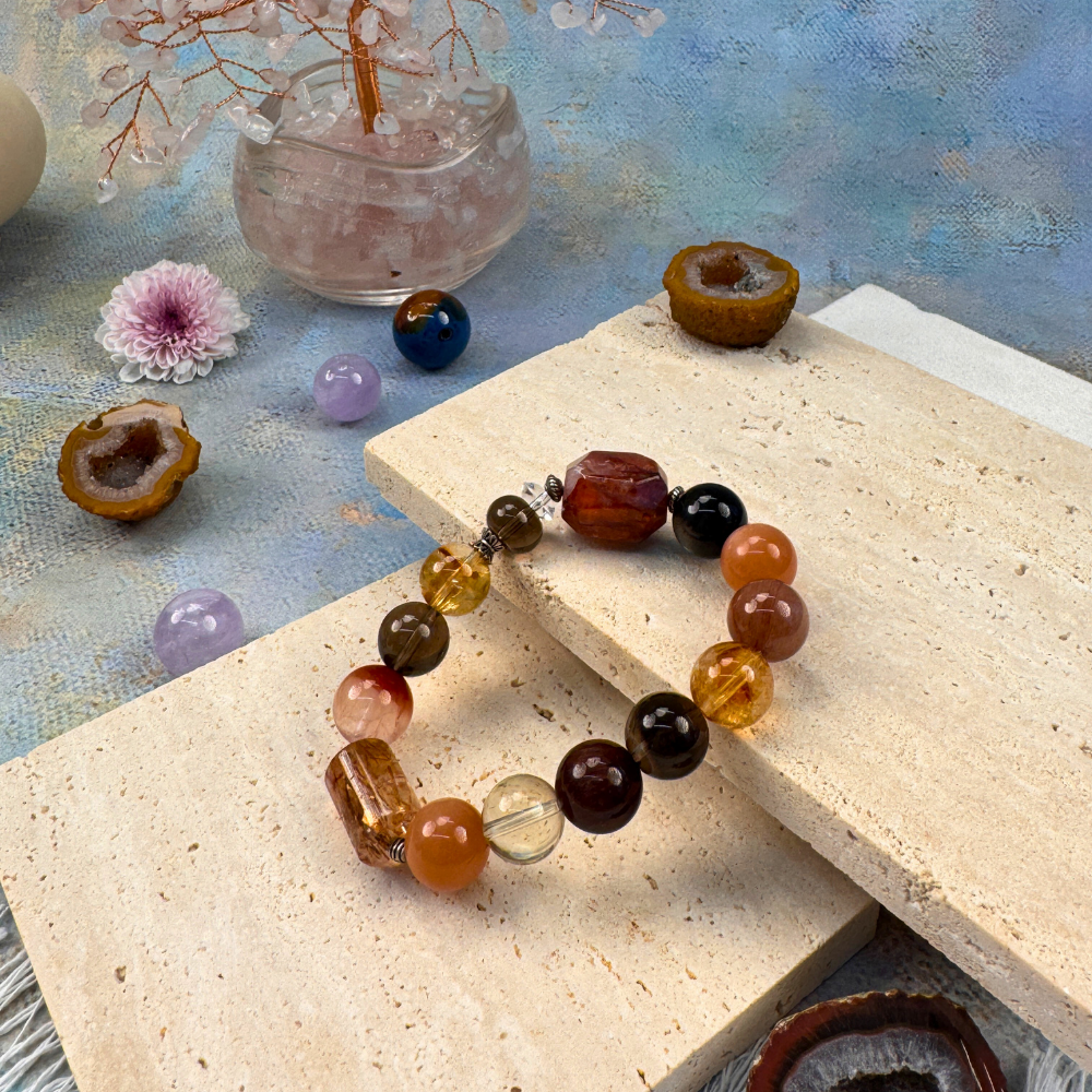Citrine Garnet Rutilated Quartz Abundance Bracelet
