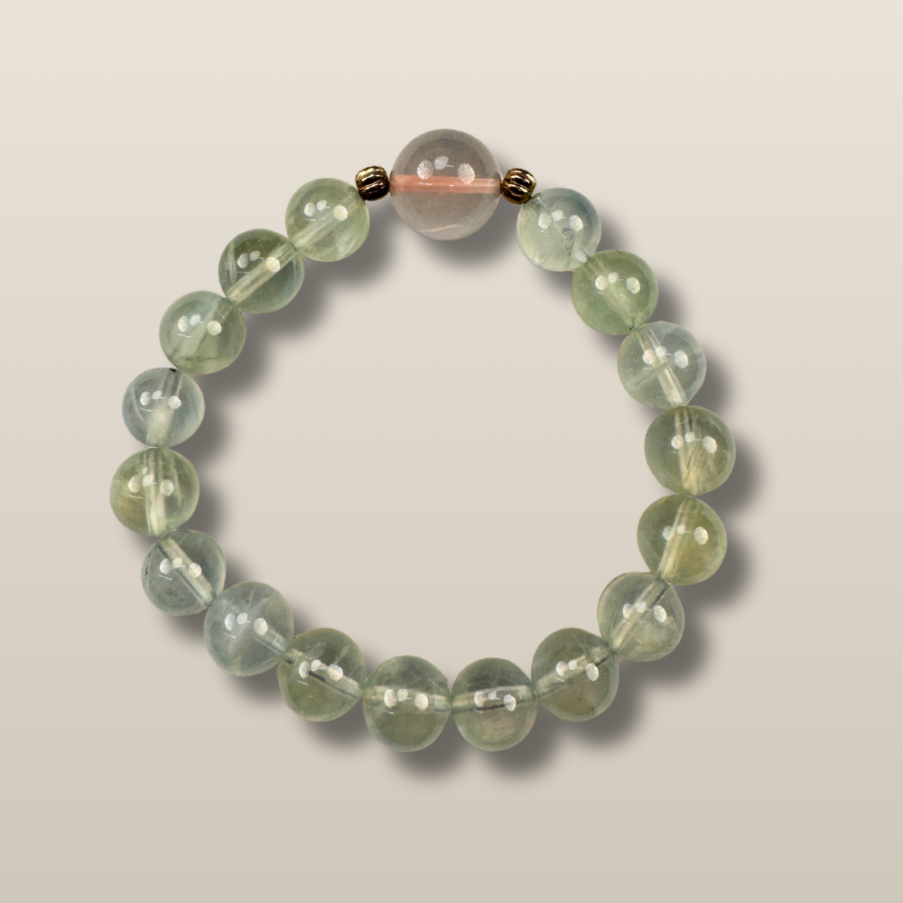 Green Fluorite Rose Quartz Clarity Love Harmony Bracelet