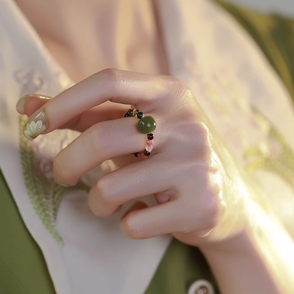 Tourmaline Hetian Jade Harmony Ring