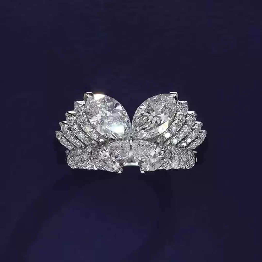 Dynamic Butterfly Lab Diamond 925 Silver Statement Ring