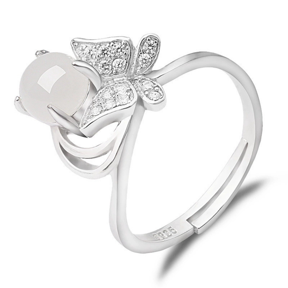 Jade Clear Quartz Serenity Butterfly Ring