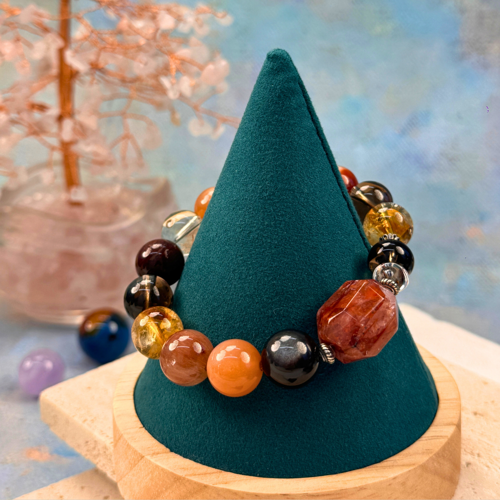 Citrine Garnet Rutilated Quartz Abundance Bracelet