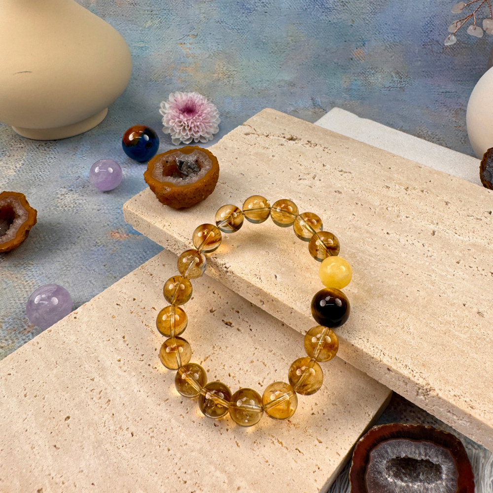 Golden Rutilated Quartz Tiger Eye Abundance Bracelet