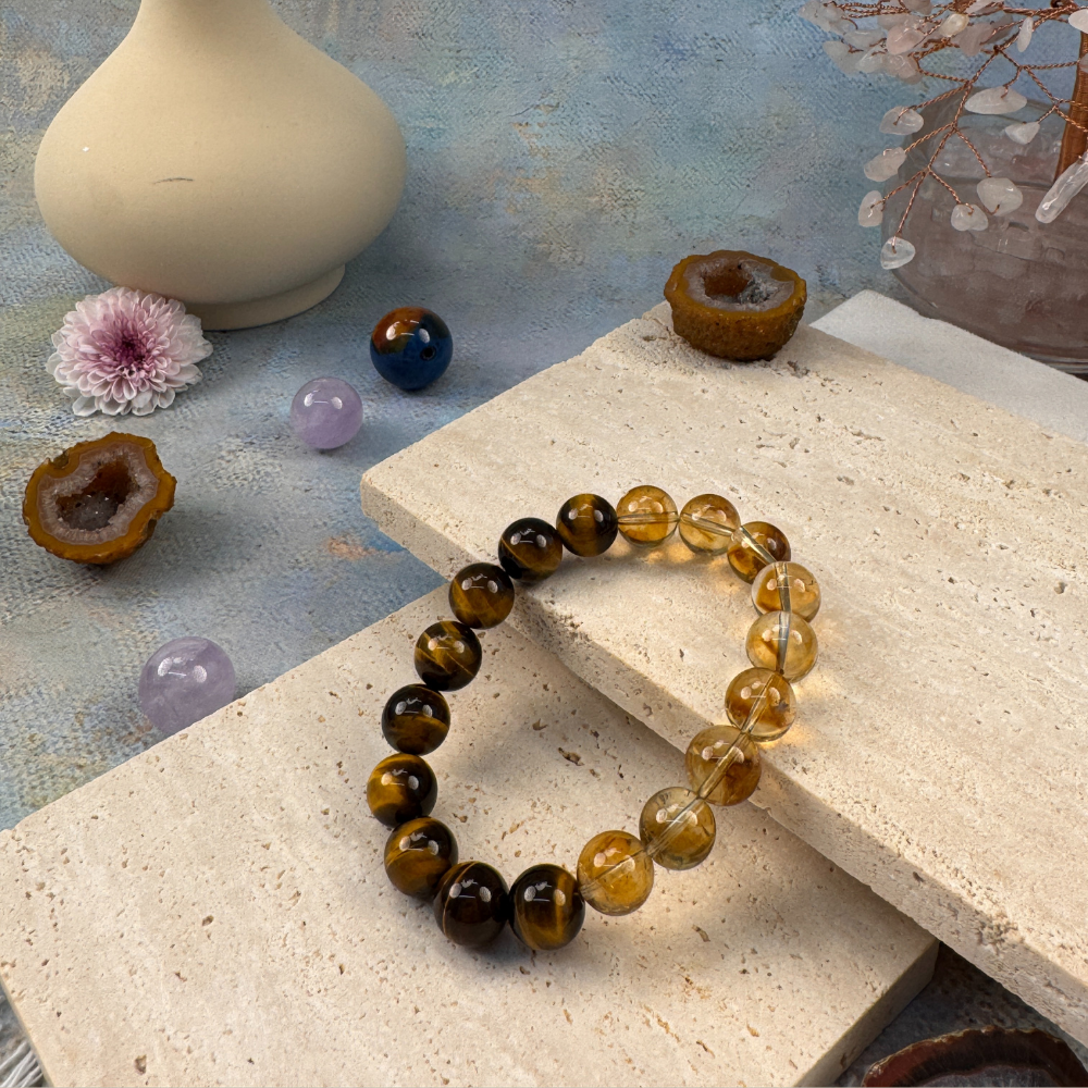 Tiger Eye Citrine Strength Wealth Confidence Bracelet