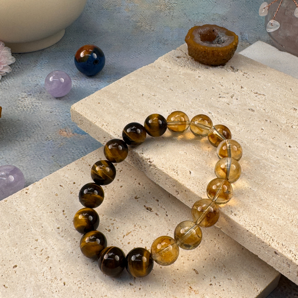 Tiger Eye Citrine Strength Wealth Confidence Bracelet