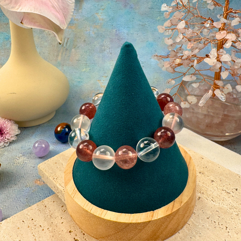 Strawberry Quartz Clear Quartz Rose Quartz Love Vitality Bracelet