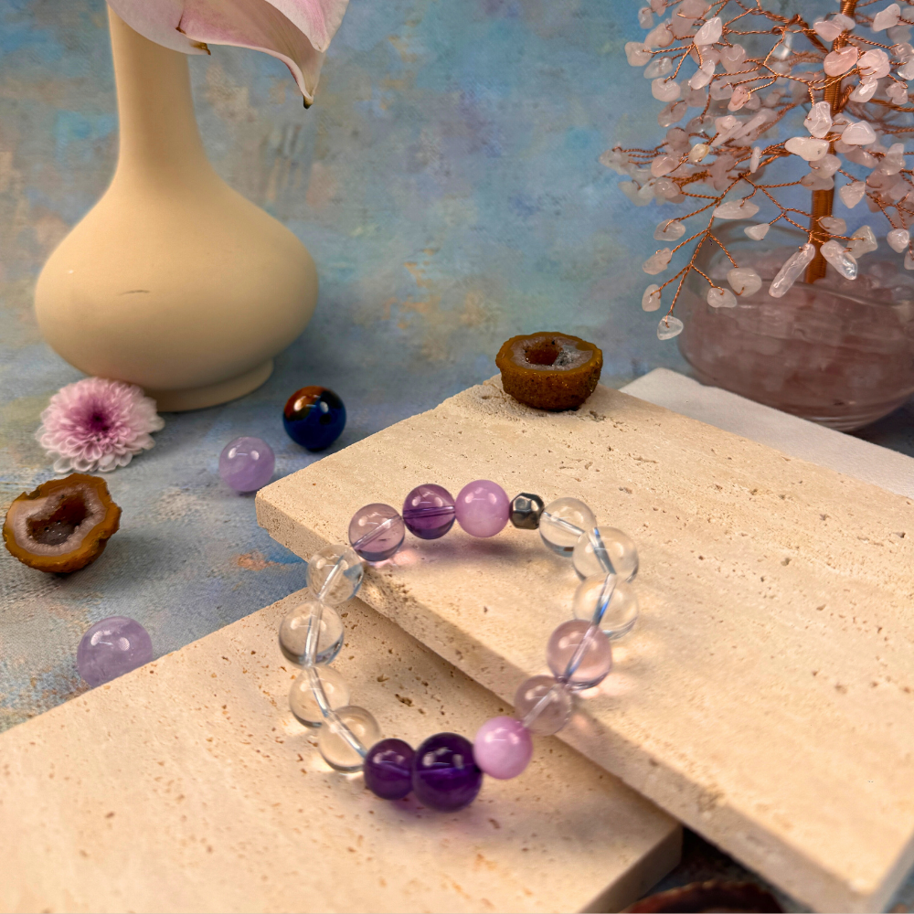 Amethyst Rose Quartz Clarity Love Bracelet