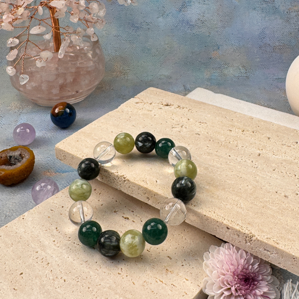 Green Jade Moss Agate Abundance Bracelet