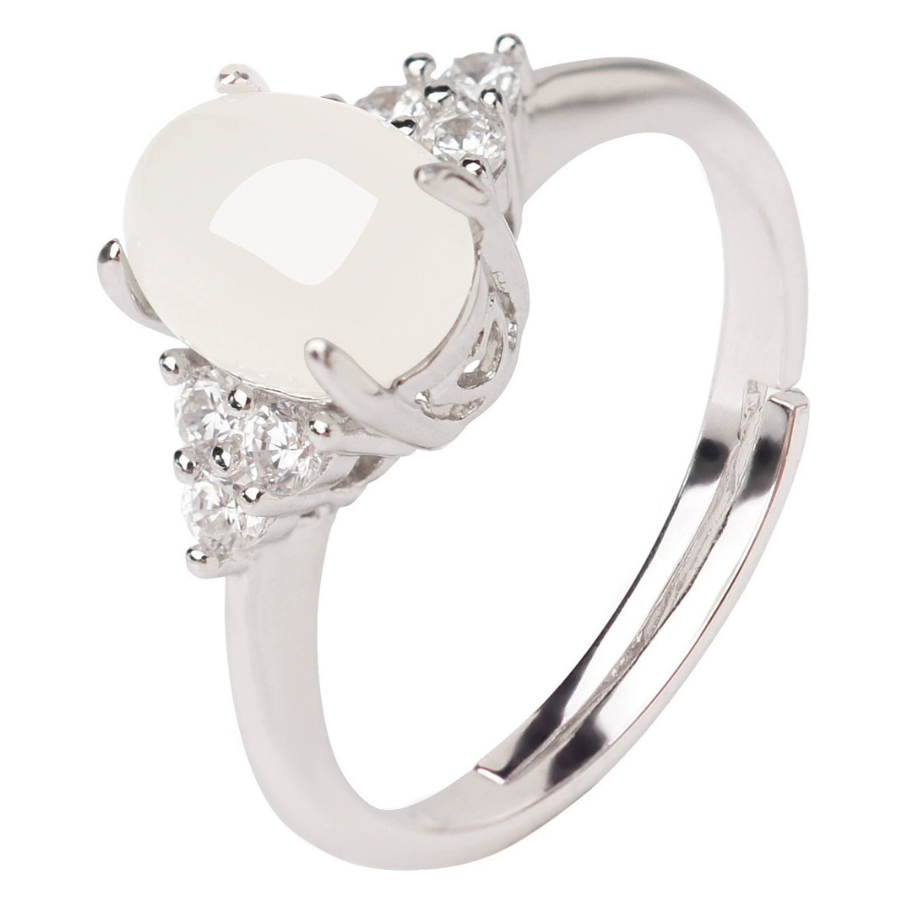 Hetian Jade Clear Quartz Serenity Ring
