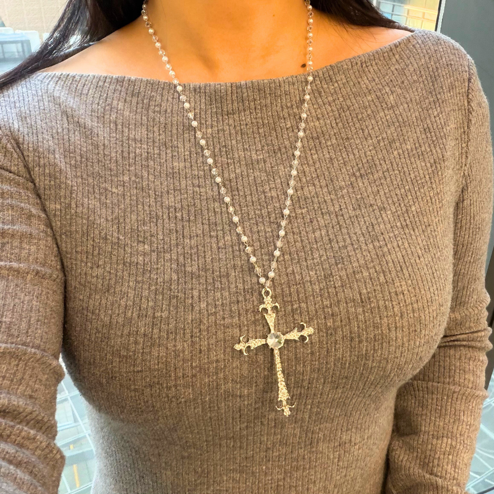 Pearl Metal Radiance Gothic Cross Necklace