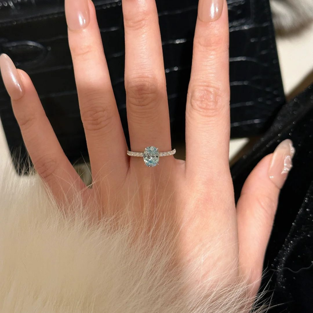 Aquamarine Silver Twist Serenity Healing Ring