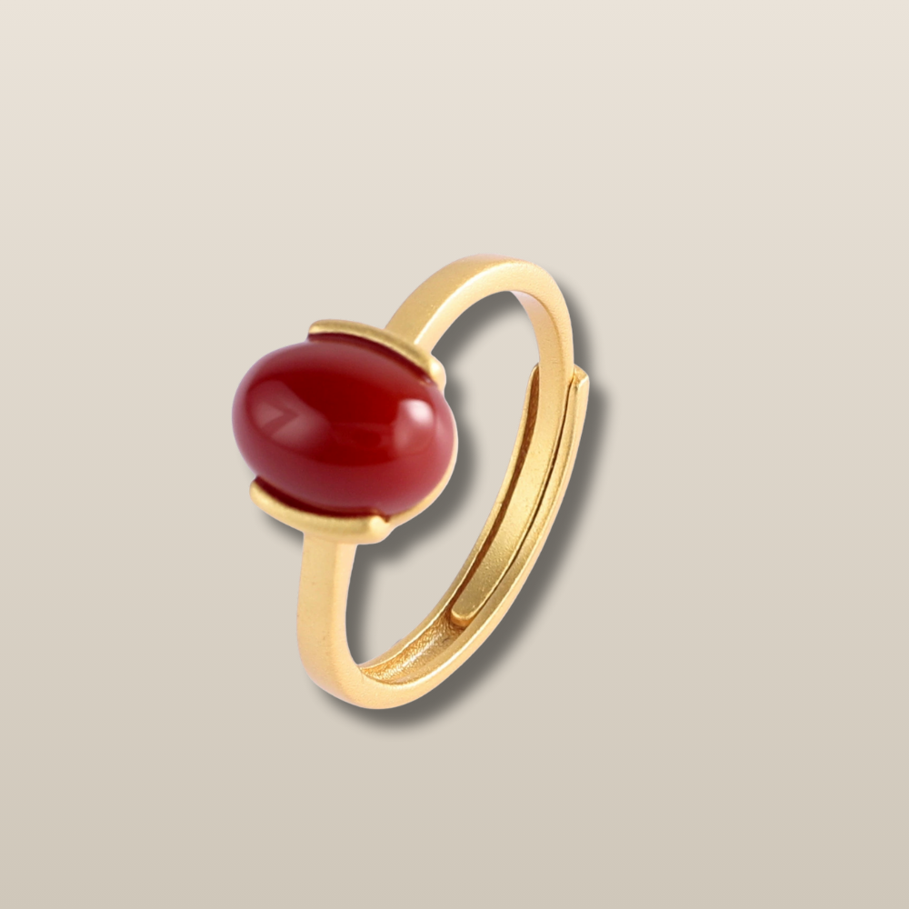 Red Agate Turquoise Gold Silver Protection Ring