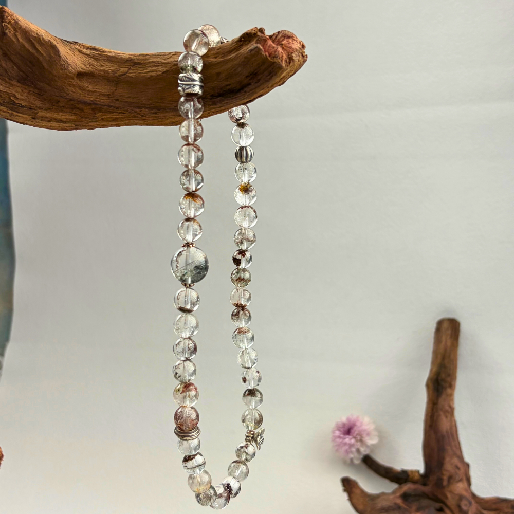 Green Phantom Quartz Silver Abundance Bracelet