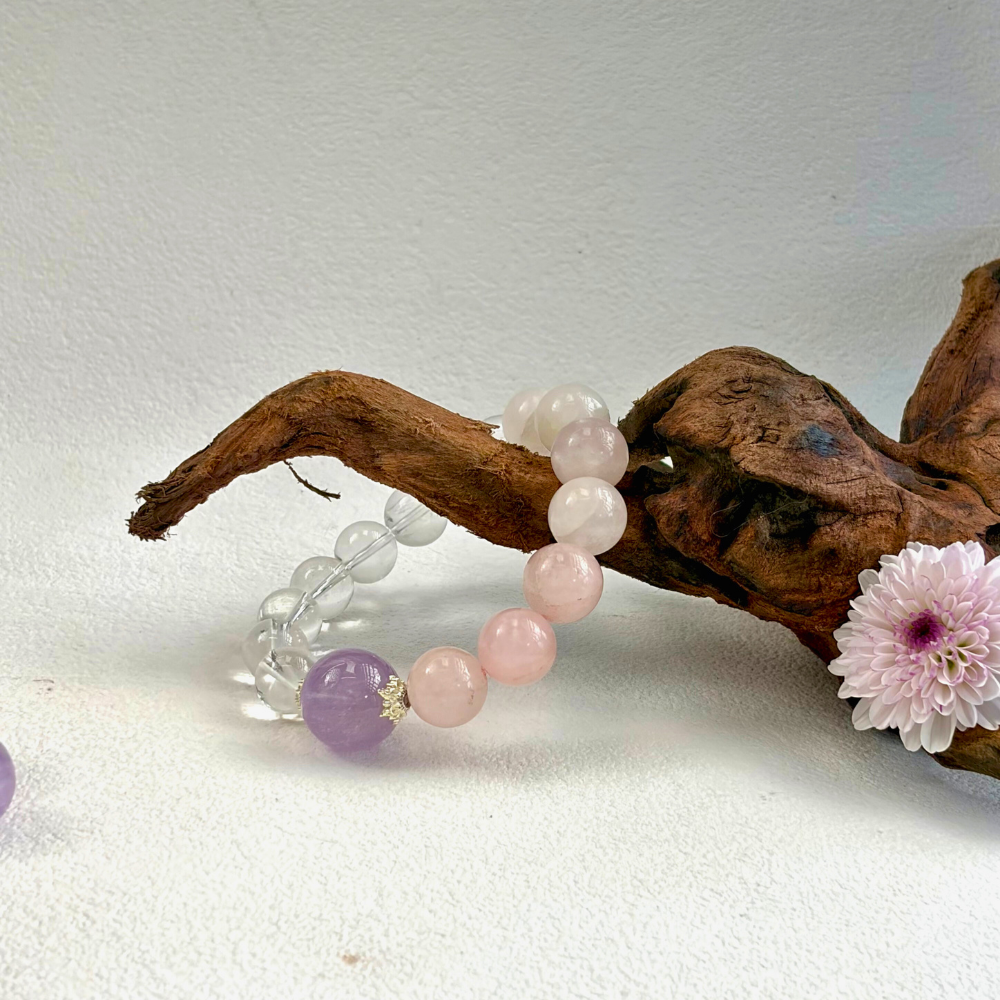 Amethyst Rose Quartz Clear Quartz Serenity Bracelet