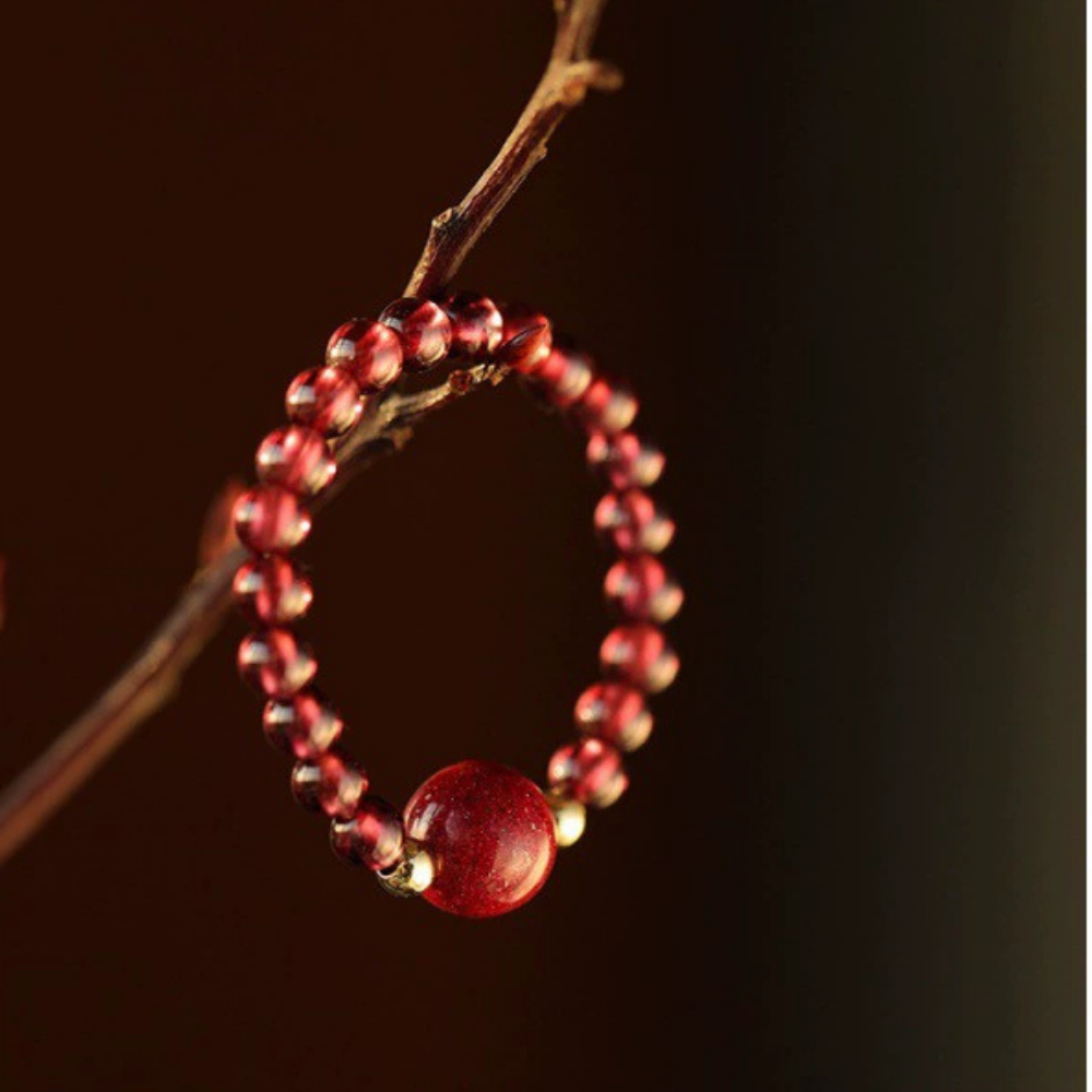 Garnet Vital Spark Adjustable Beaded Ring
