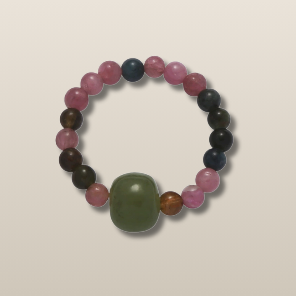 Tourmaline Hetian Jade Harmony Ring