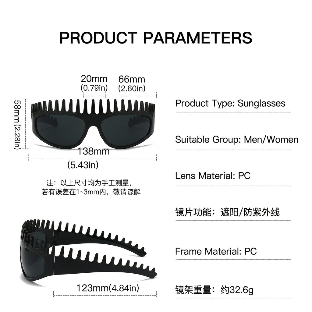 Trendy Headband Sunglasses Y2K Comb Frame Sun Glasses for Women & Men - UV Protection