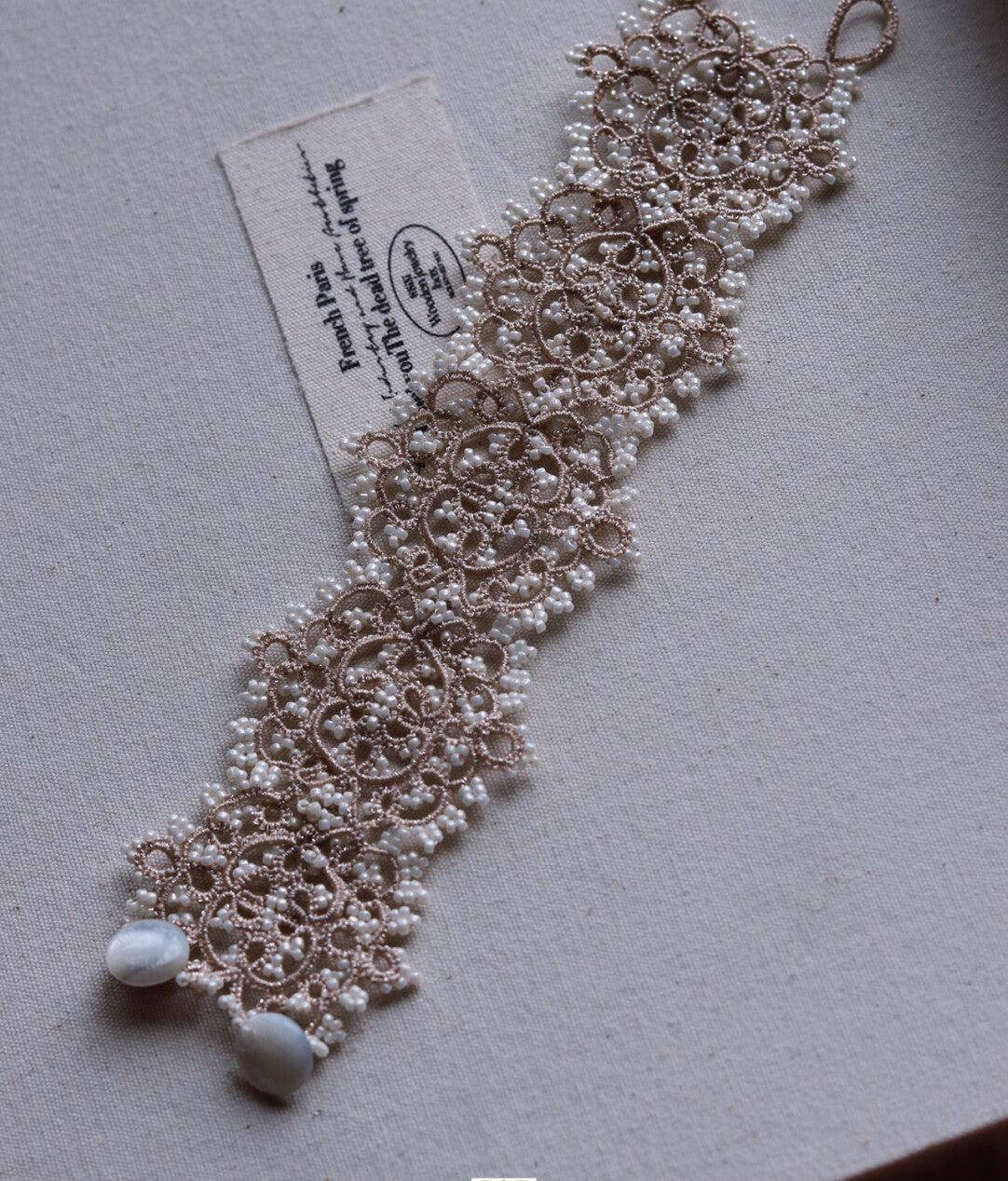 French Lace Pearl Bracelet – Handmade Tatted Jewelry