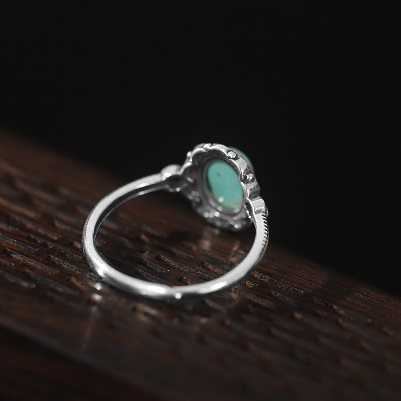 Turquoise Lotus Silver Spiritual Protection Ring