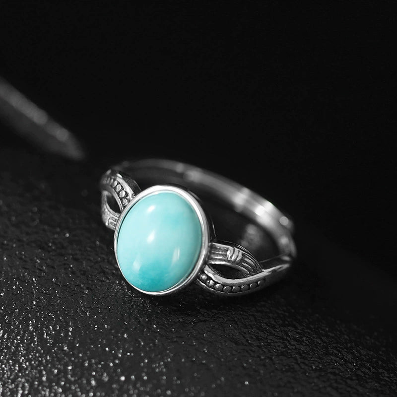 Turquoise Silver Healing Protection Ring