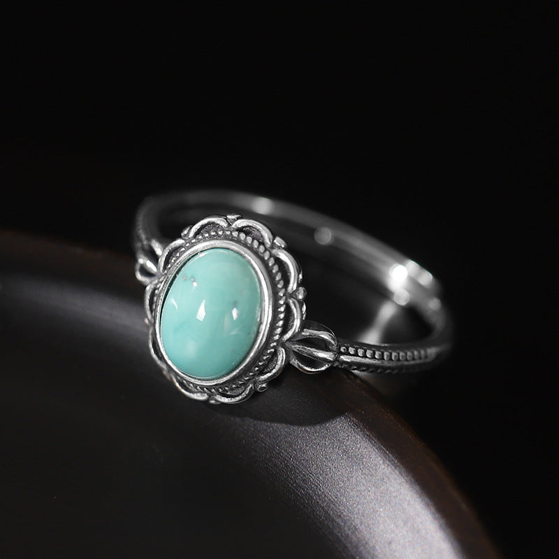 Turquoise Lotus Silver Spiritual Protection Ring