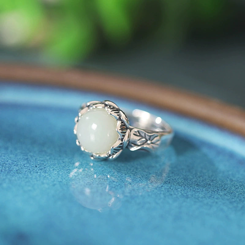 Jade Agate Turquoise Silver Protection Ring