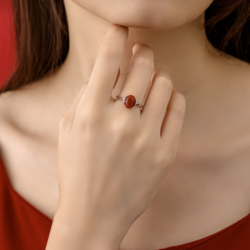 Red Agate Turquoise Gold Silver Protection Ring