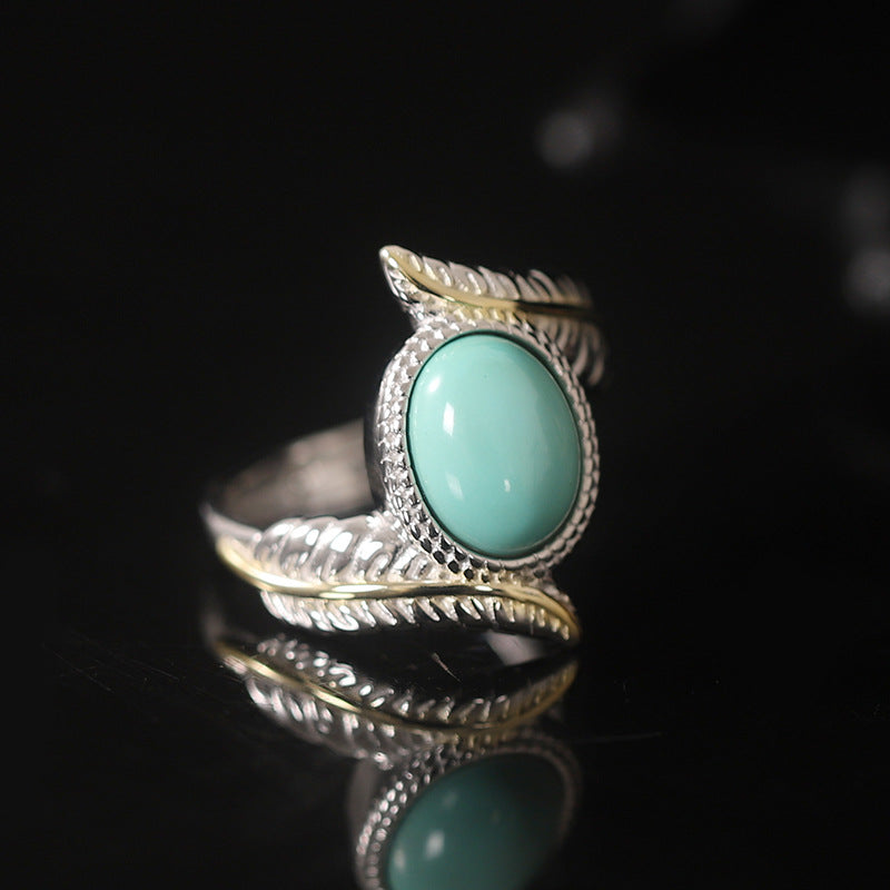 Turquoise Silver Angel Protection Healing Ring