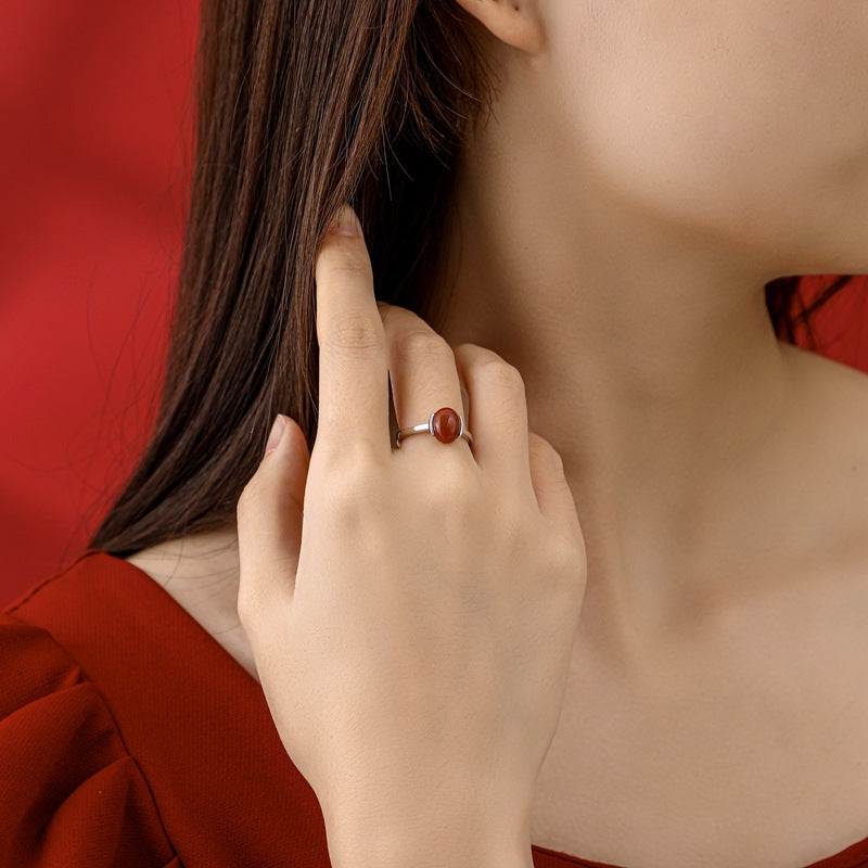 Red Agate Turquoise Gold Silver Protection Ring