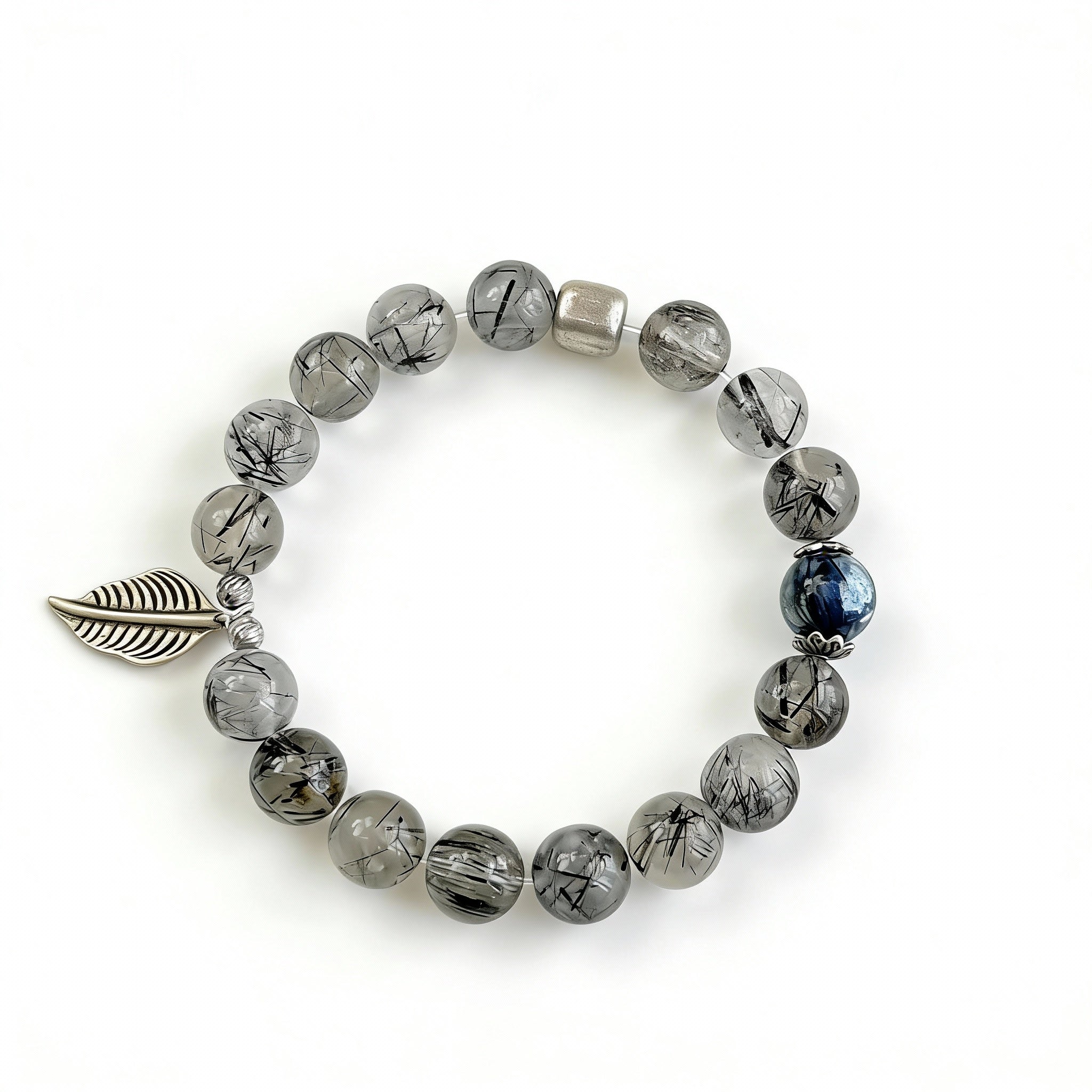 Black Rutilated Quartz Kyanite Clarity Bracelet