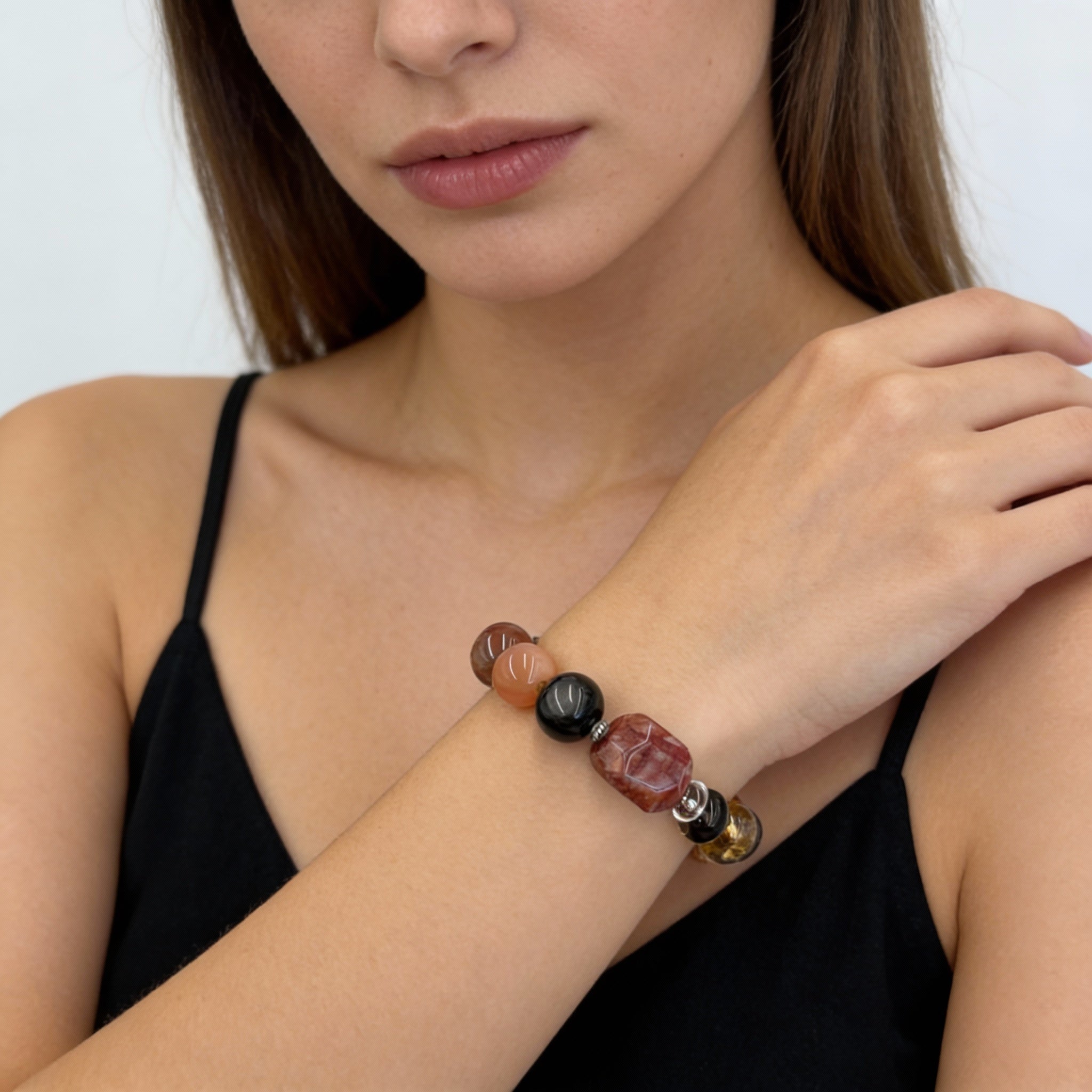 Citrine Garnet Rutilated Quartz Abundance Bracelet