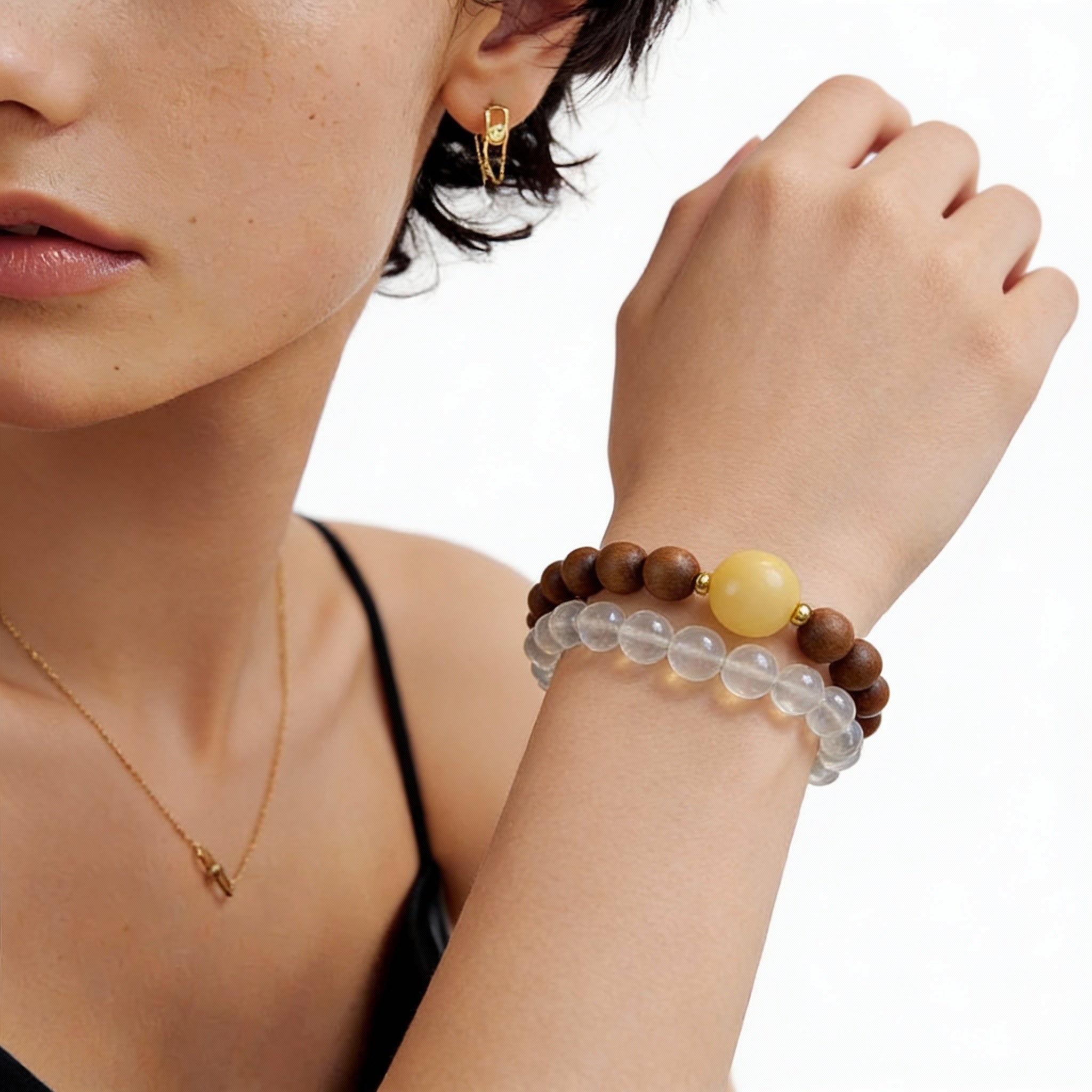 Yellow Chalcedony Clear Quartz Harmony Bracelet