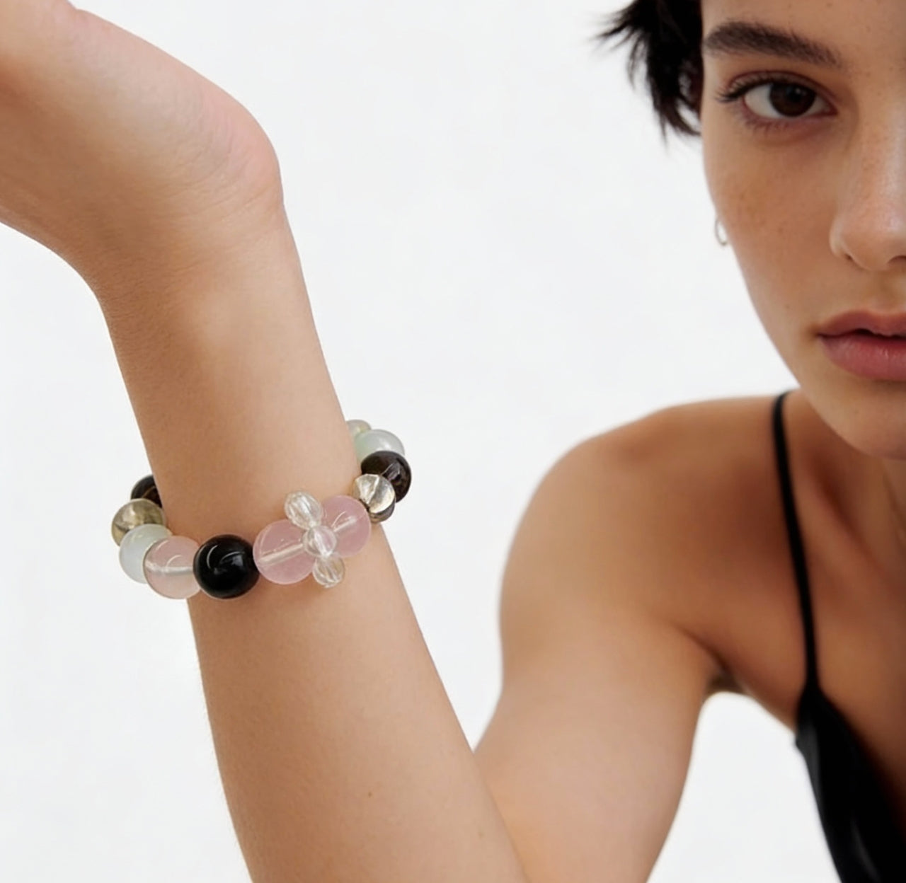 Rose Quartz Smoky Quartz Obsidian Balance Bracelet