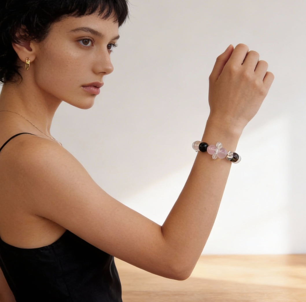 Rose Quartz Smoky Quartz Obsidian Balance Bracelet