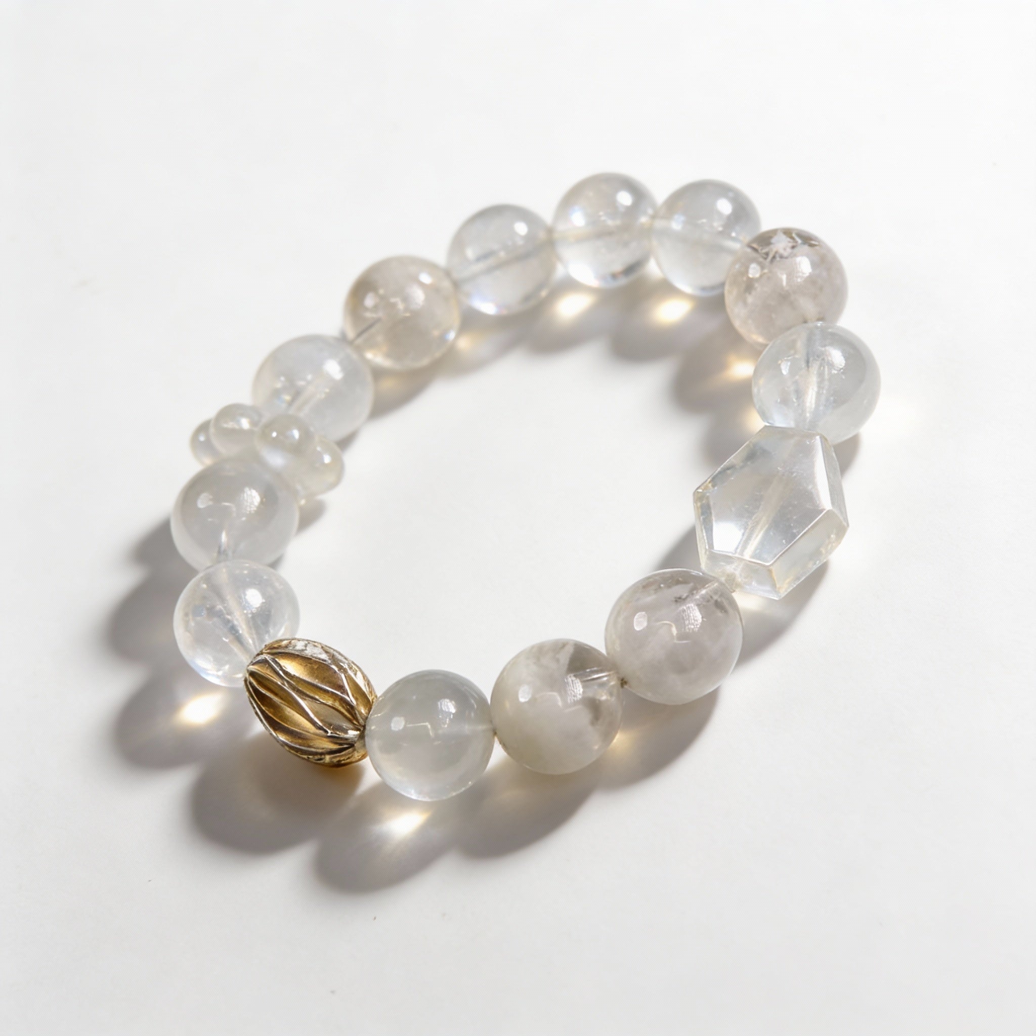 Moonstone Clear Quartz Silver Balance Bracelet