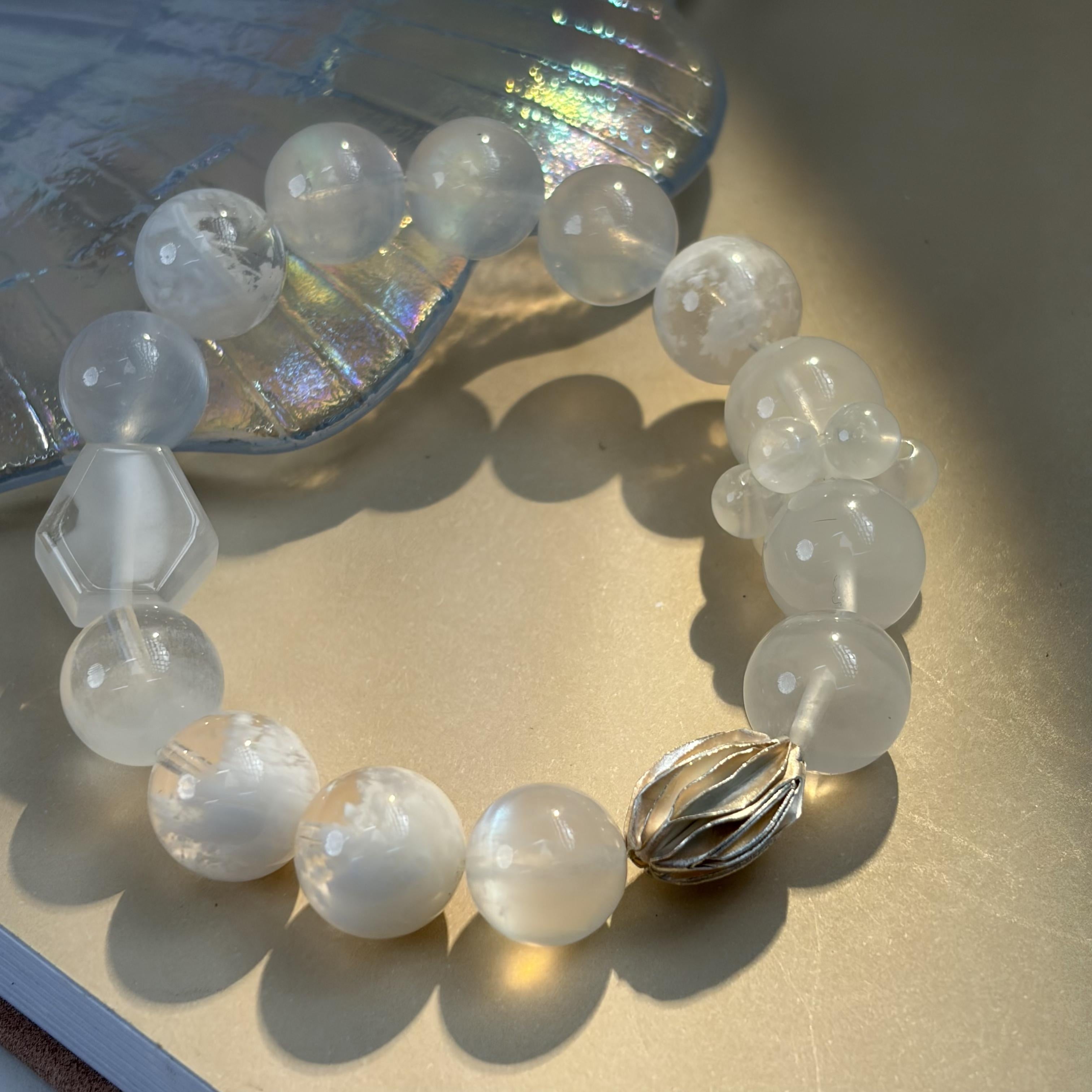 Moonstone Clear Quartz Silver Balance Bracelet