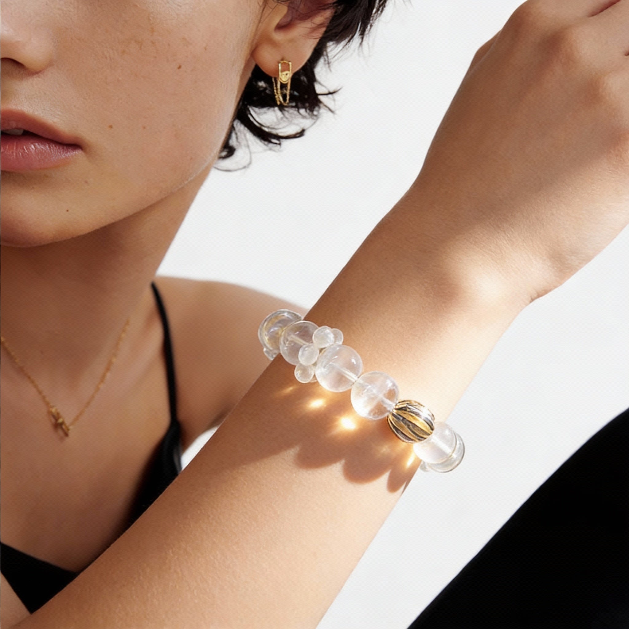 Moonstone Clear Quartz Silver Balance Bracelet