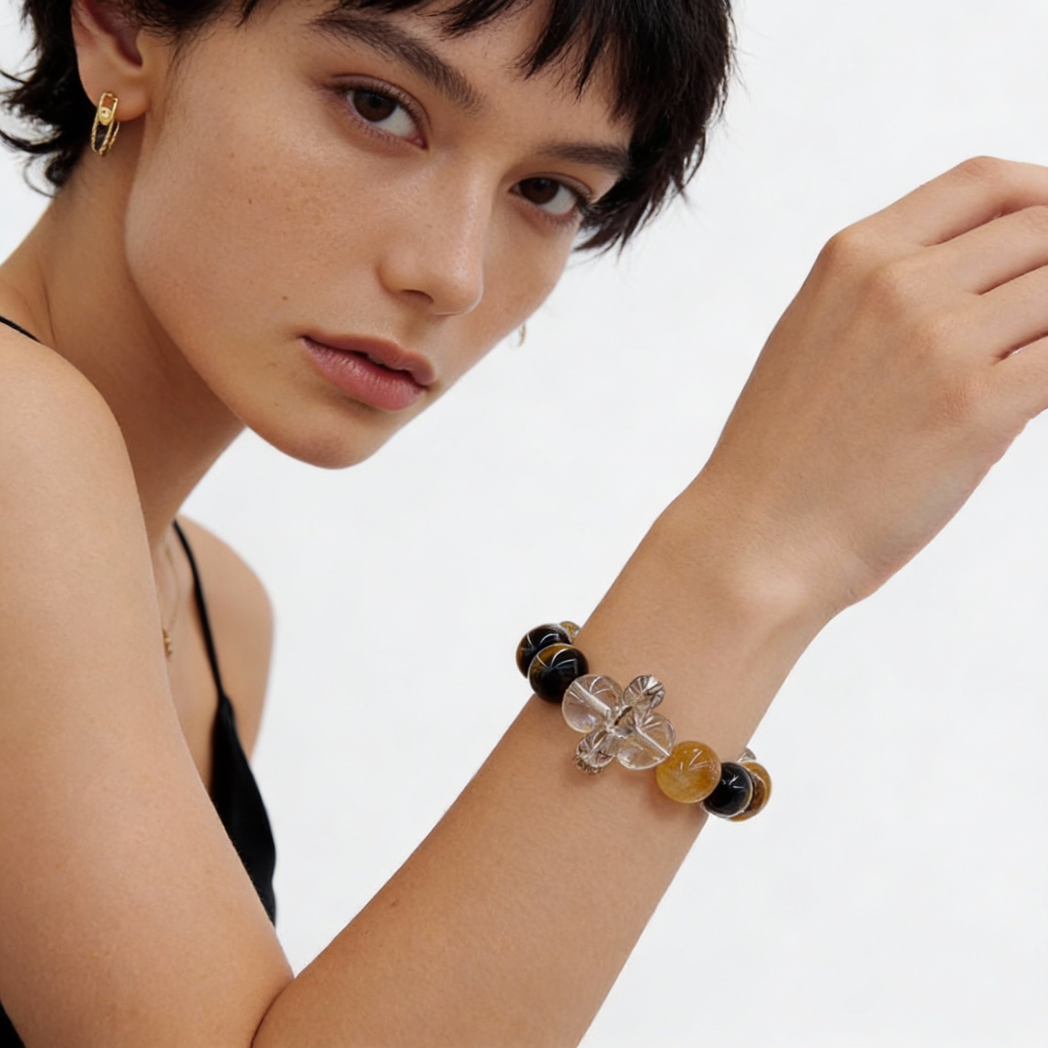 Red Jade Tiger Eye Smoky Quartz Protection Bracelet