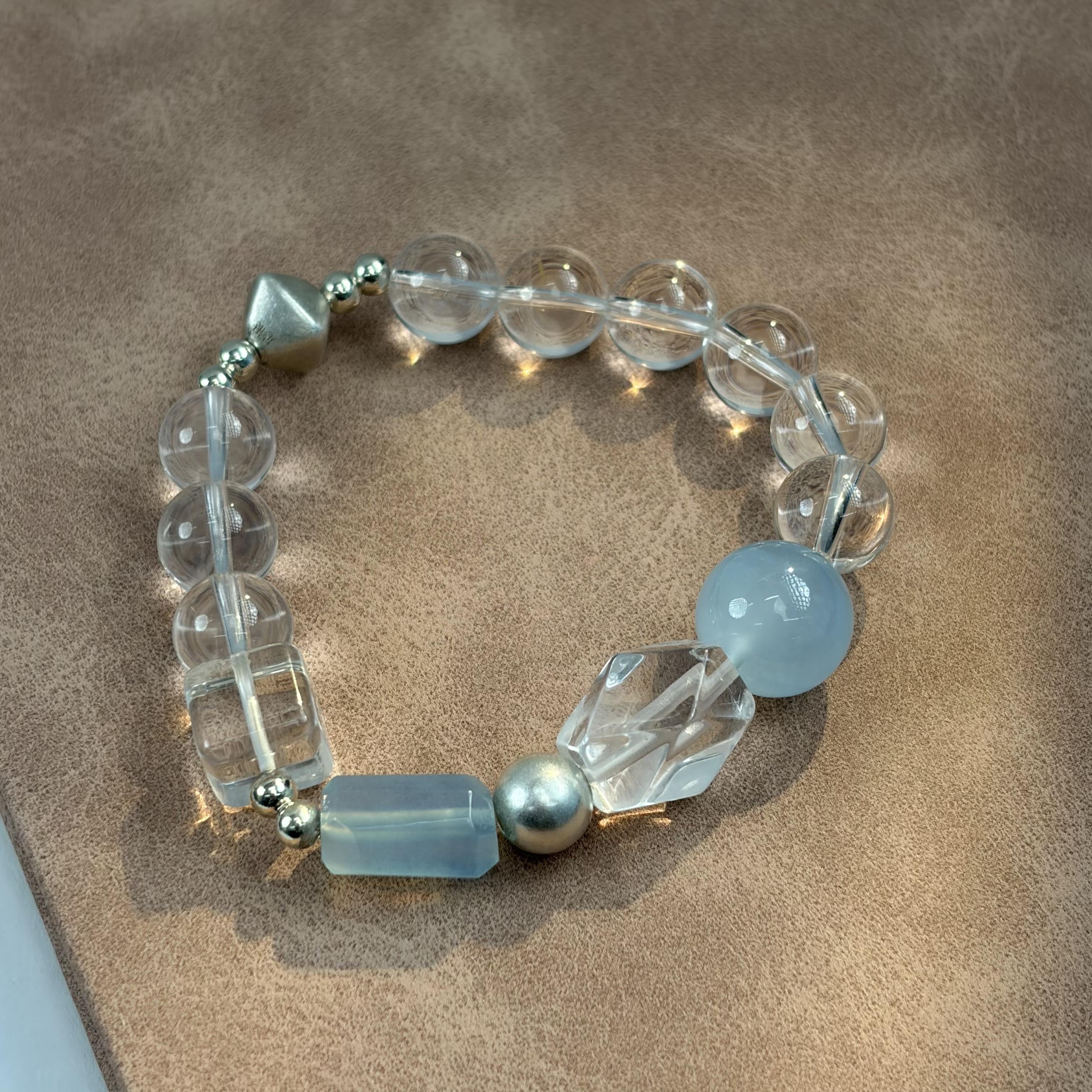 Aquamarine Clear Quartz Hematite Balance Bracelet