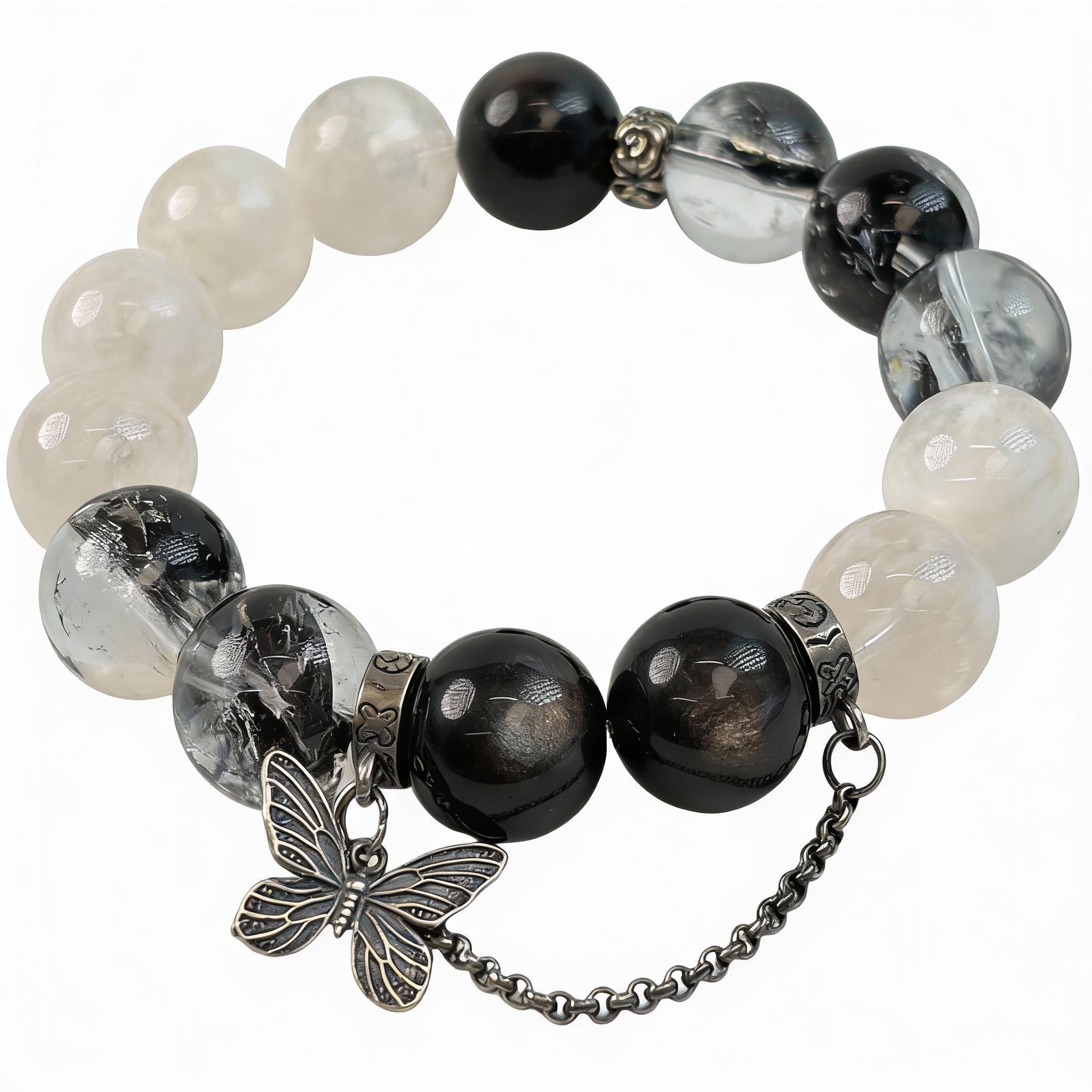 Obsidian Moonstone Tourmaline Balance Bracelet